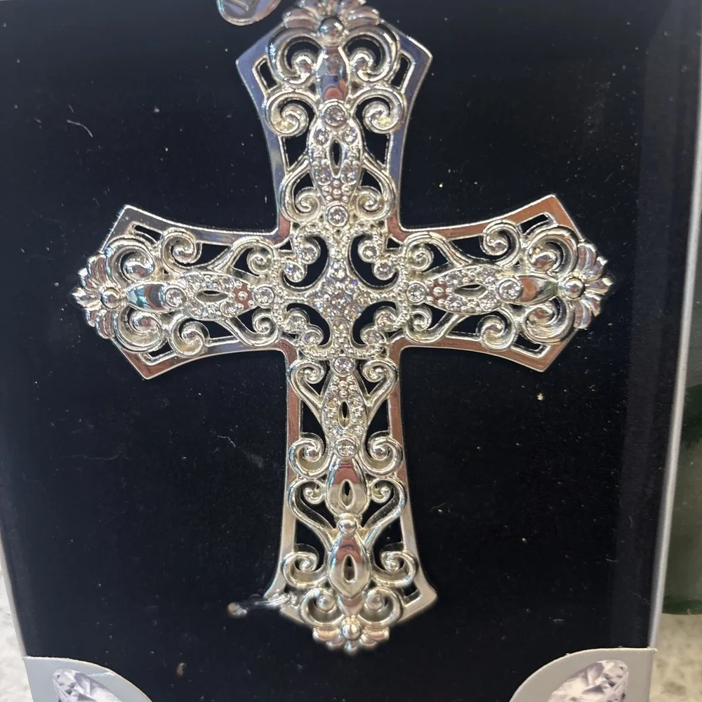 HARVEY LEWIS Swarovski Cross Christmas Ornament Christian Rhinestones Crystals